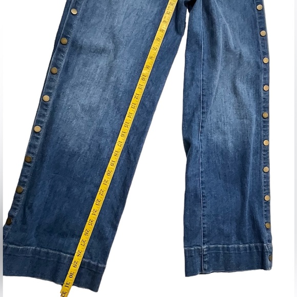 New York & Co Soho Side Snap Break Away Wide Leg Jeans Cotton Size 4 Blue - Picture 9 of 16